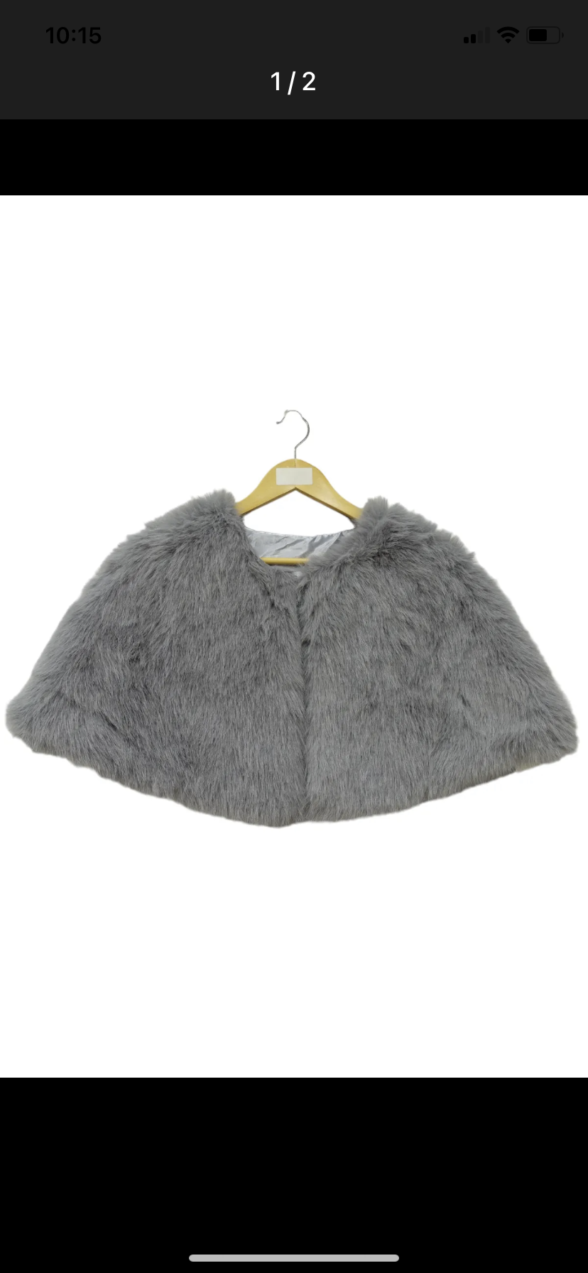 faux fur occasion cape silver grey front 