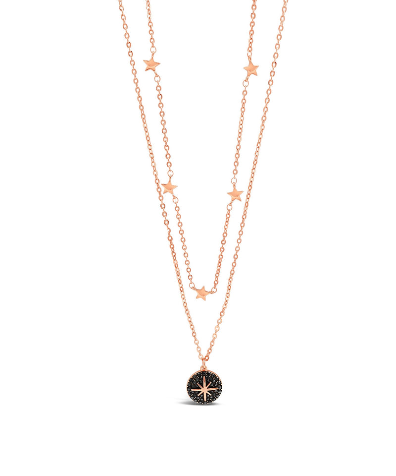 ABSOLUTE STARBURST DOUBLE LAYER ROSE GOLD NECKLACE N2159BK