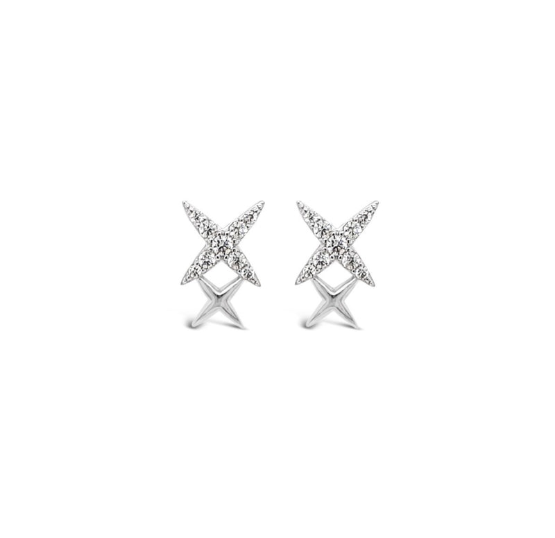 ABSOLUTE STERLING SILVER DOUBLE X CRYSTAL EARRING SE205SL