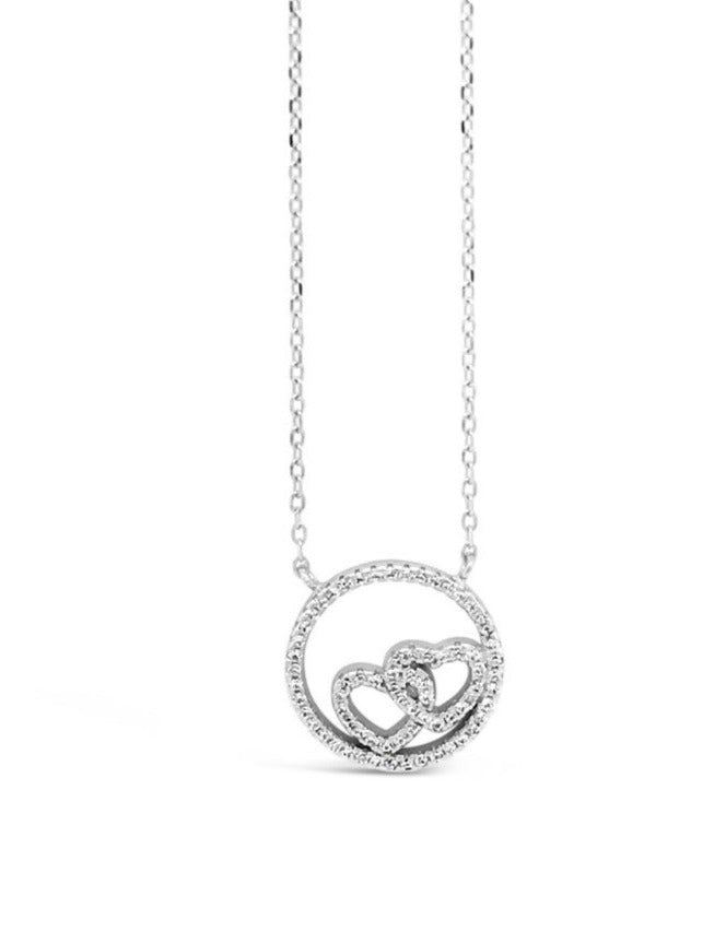 ABSOLUTE STERLING SILVER DOUBLE HEART PENDANT SP114SL