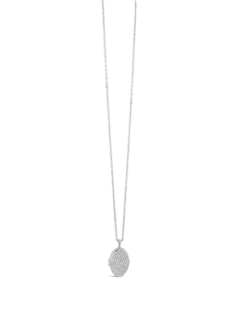 ABSOLUTE SILVER LOCKET PENDANT WITH CRYSTALS N2111SL