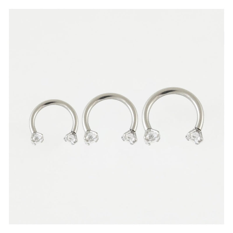 316L SURGICAL STEEL CLEAR CLAWSET HORSESHOE