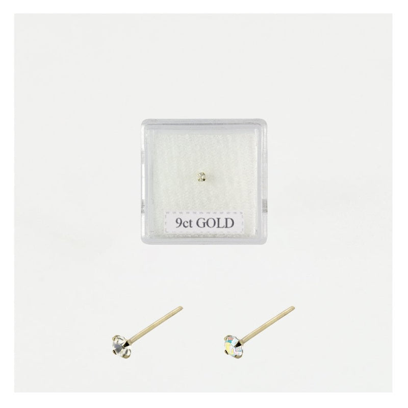 NOSE STUD 9CT GOLD GEMSTONE BOXED