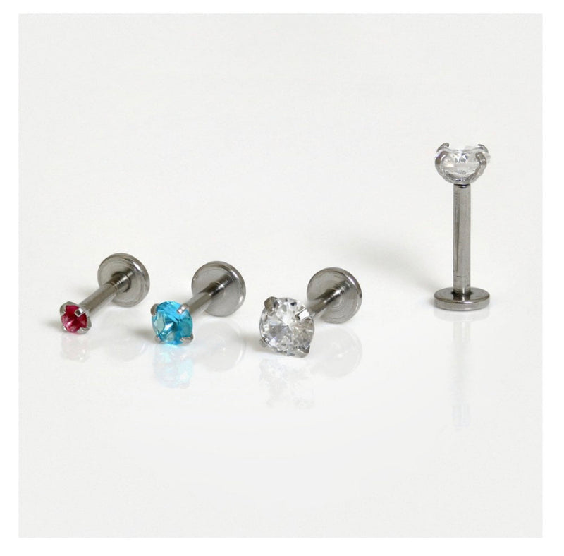 STEEL CLAW-SET ASSORTED CRYSTAL LABRET/EARBAR