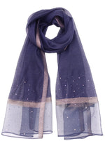 glitter evening scarf with crystals in navy