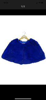 faux fur occasion cape in royal blue