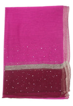 glitter evening scarf with crystals in Fushia pink 