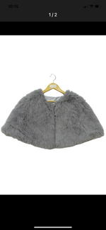 faux fur occasion cape silver grey front 