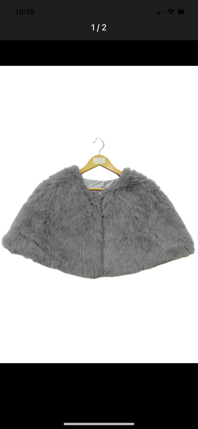faux fur occasion cape silver grey front 