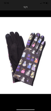 black cat patterned gloves 