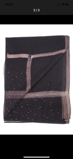 glitter evening scarf with crystals in black