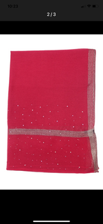 glitter evening scarf with crystals in red