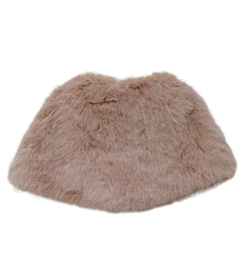 faux fur occasion cape in pale pink back