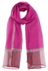 glitter evening scarf with crystals in Fushia pink 