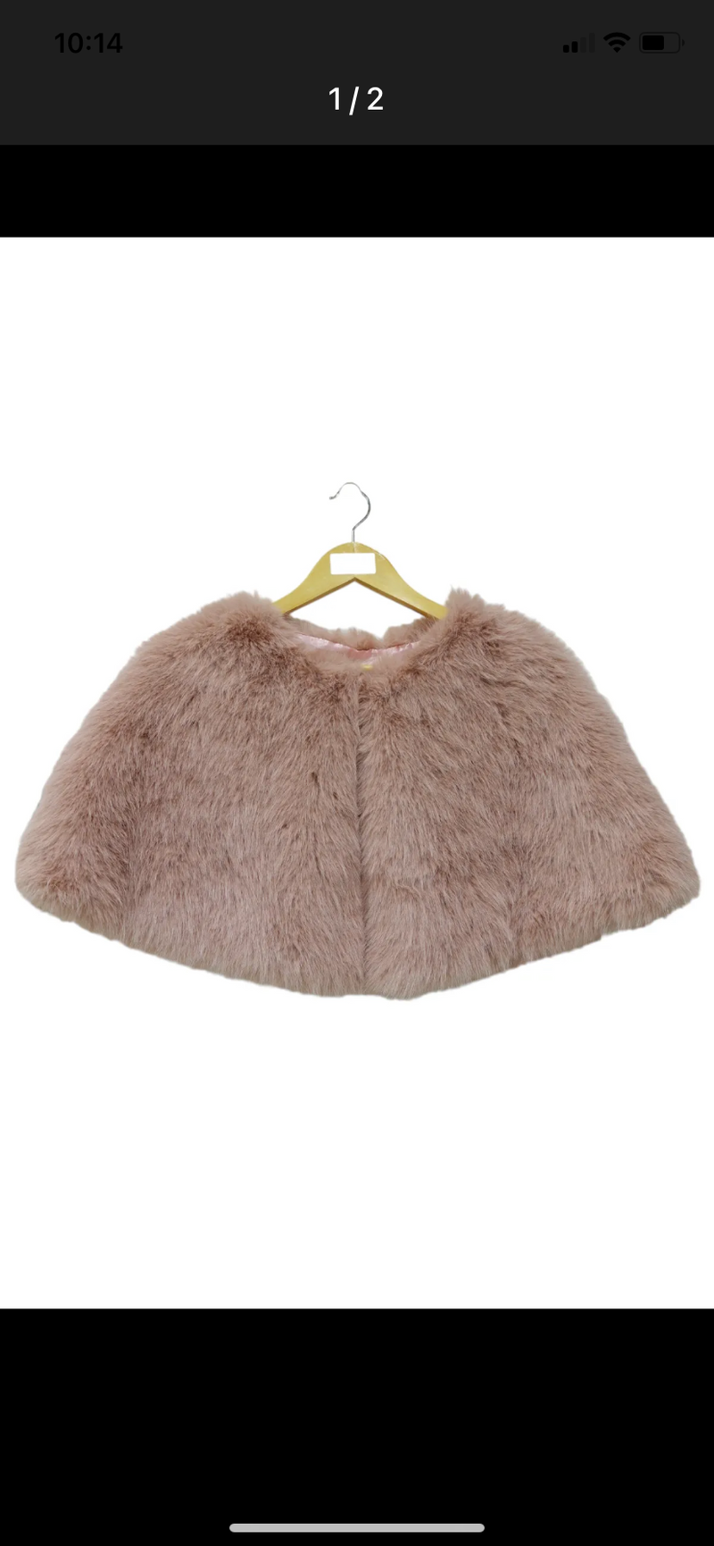 faux fur occasion cape in pale pink front 