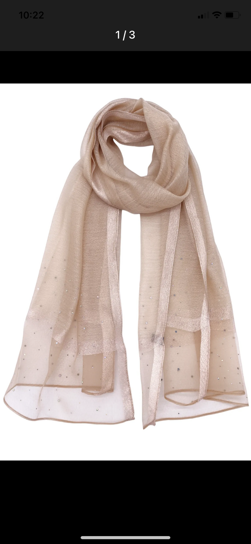 glitter evening scarf with crystals in nude