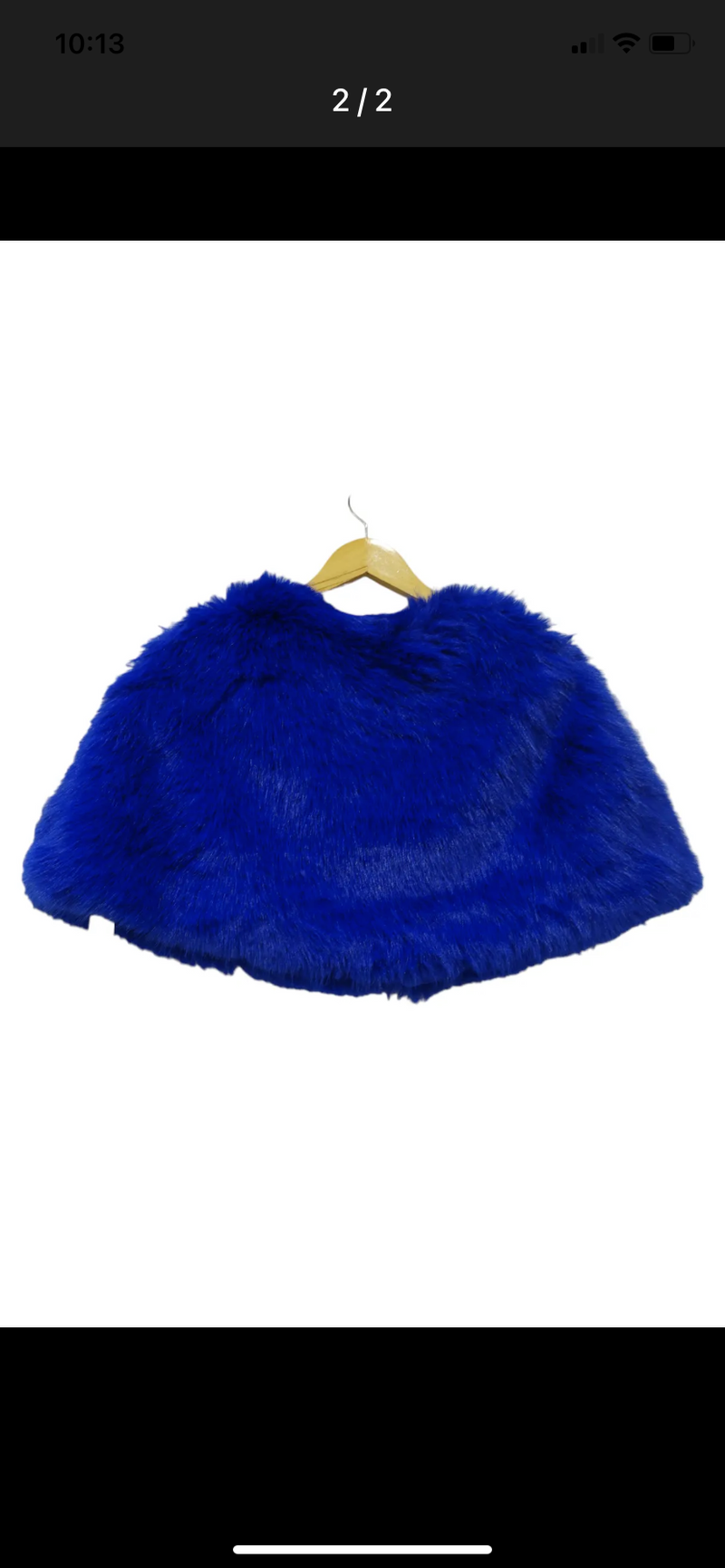 faux fur occasion cape in royal blue
