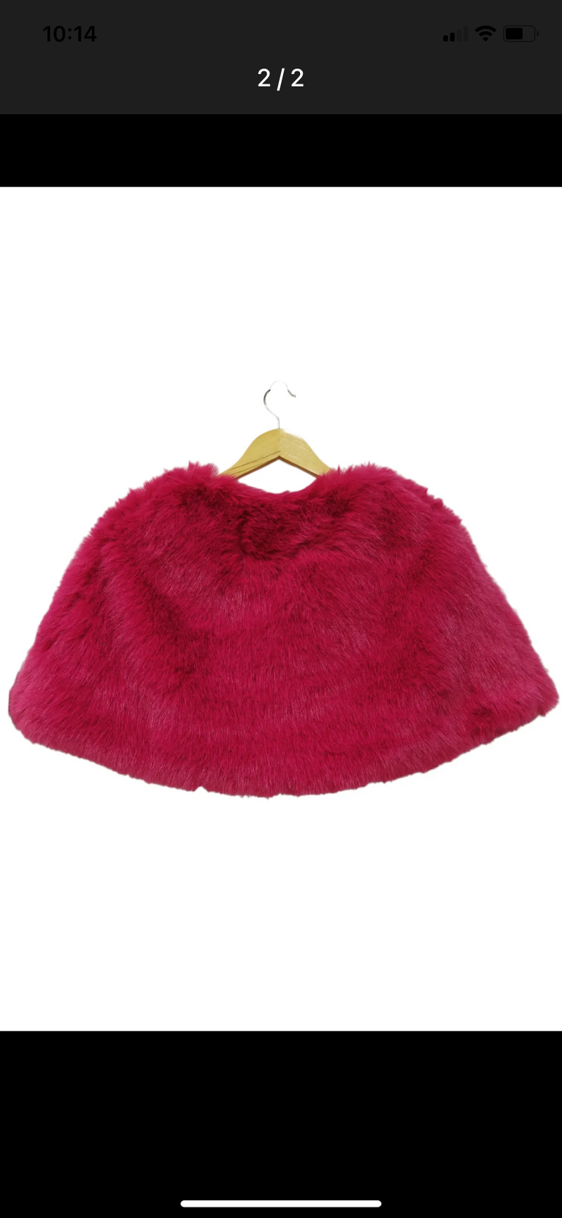 faux fur occasion cape in Fushia back