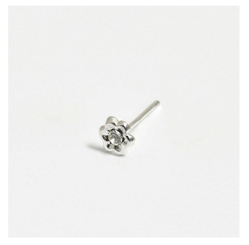 CRYSTAL FLOWER SILVER NOSE STUD