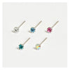 STERLING SILVER SQUARE CLAW SET CRYSTAL NOSE STUD