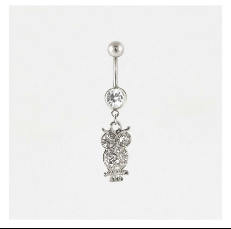 BELLYBAR WITH DANGLY CRYSTAL OWL