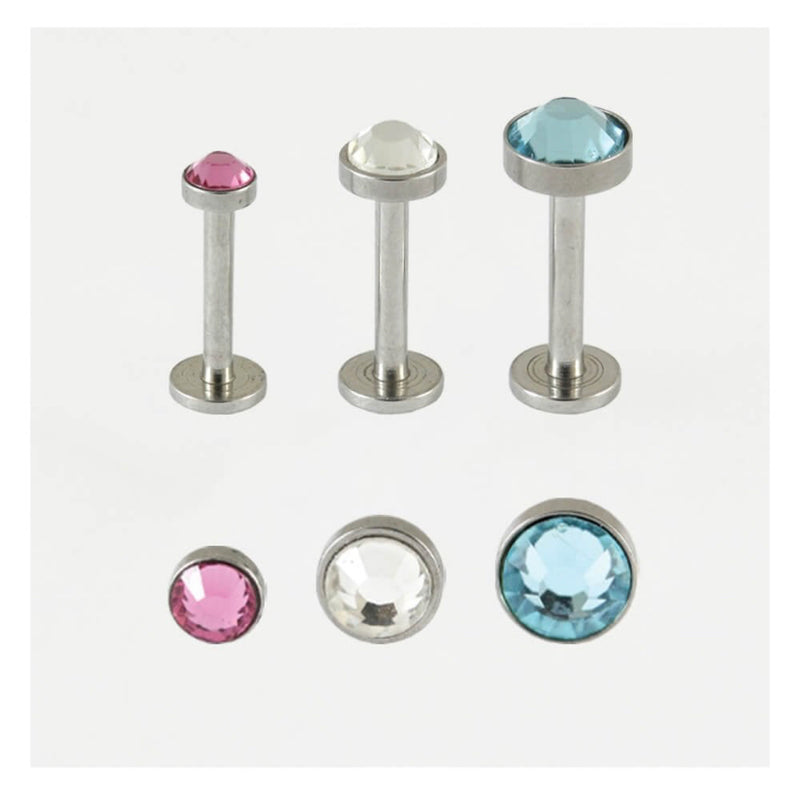 CLAWSET JEWELLED ROUND LABRET/EARBAR 1.2MM