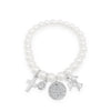 ABSOLUTE KIDS COMMUNION SILVER CROSS PEARL CHARM BRACELET CONFIRMATION