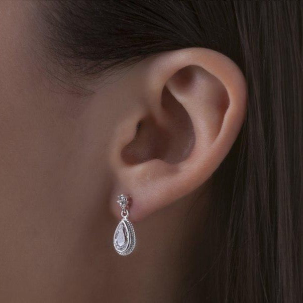 Newbridge silver teardrop earring clear