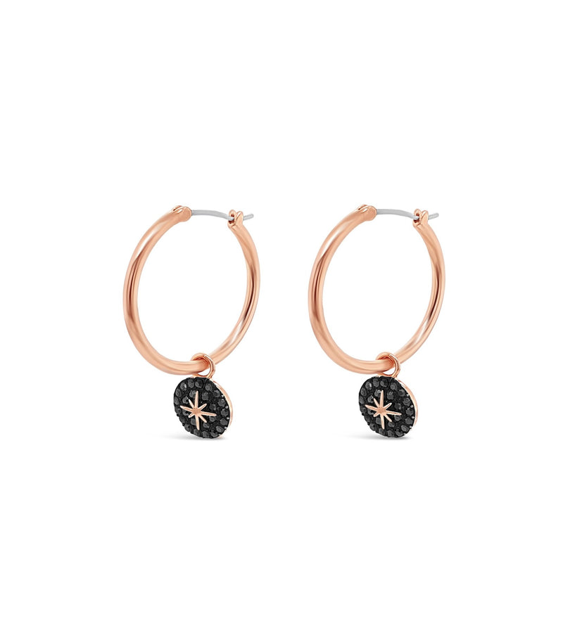 ABSOLUTE STARBURST ROSE GOLD HOOP EARRINGS E2160BK