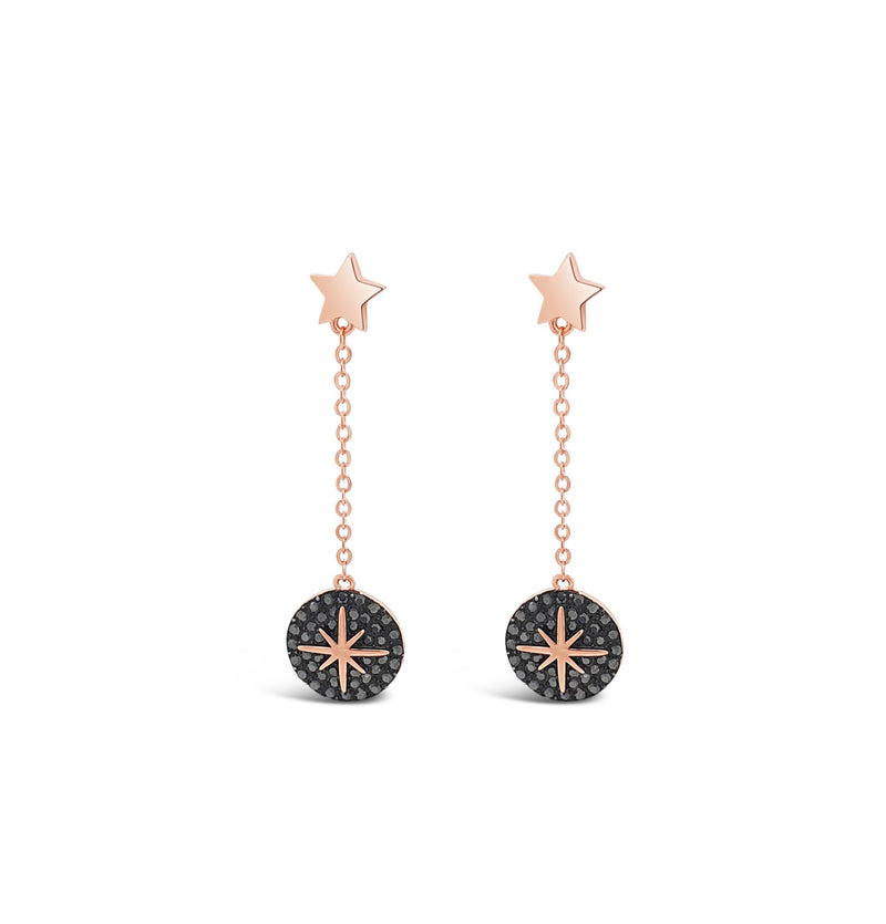 ABSOLUTE STARBURST ROSE GOLD DROP EARRINGS E2161BK