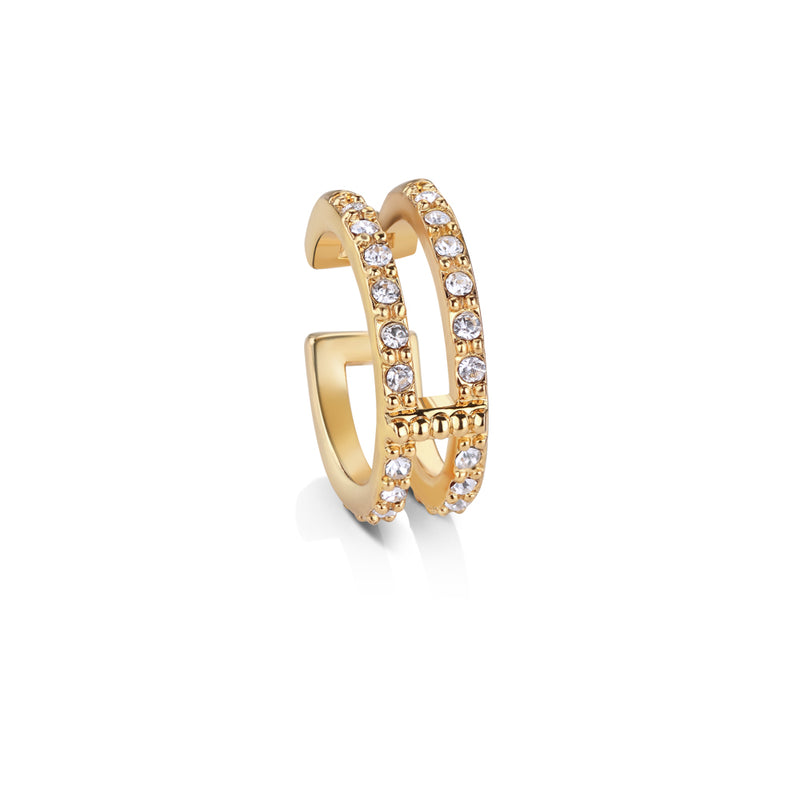 GOLD PLATED EAR CUFF WITH CLEAR STONES