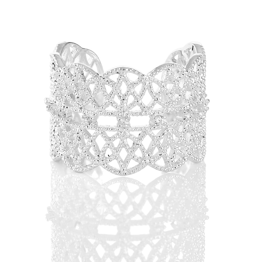 NEWBRIDGE SILVER ADJUSTABLE LACE RING R2327SR