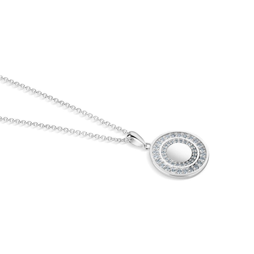 NEWBRIDGE SILVER CIRCLE PENDANT WITH CLEAR STONES P1964