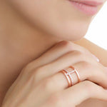 NEWBRIDGE SILVER Rose Gold Plated Ring with Clear Stones