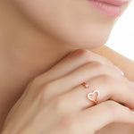 NEWBRIDGE SILVER Rose Gold Plated Heart Ring CLEAR STONE