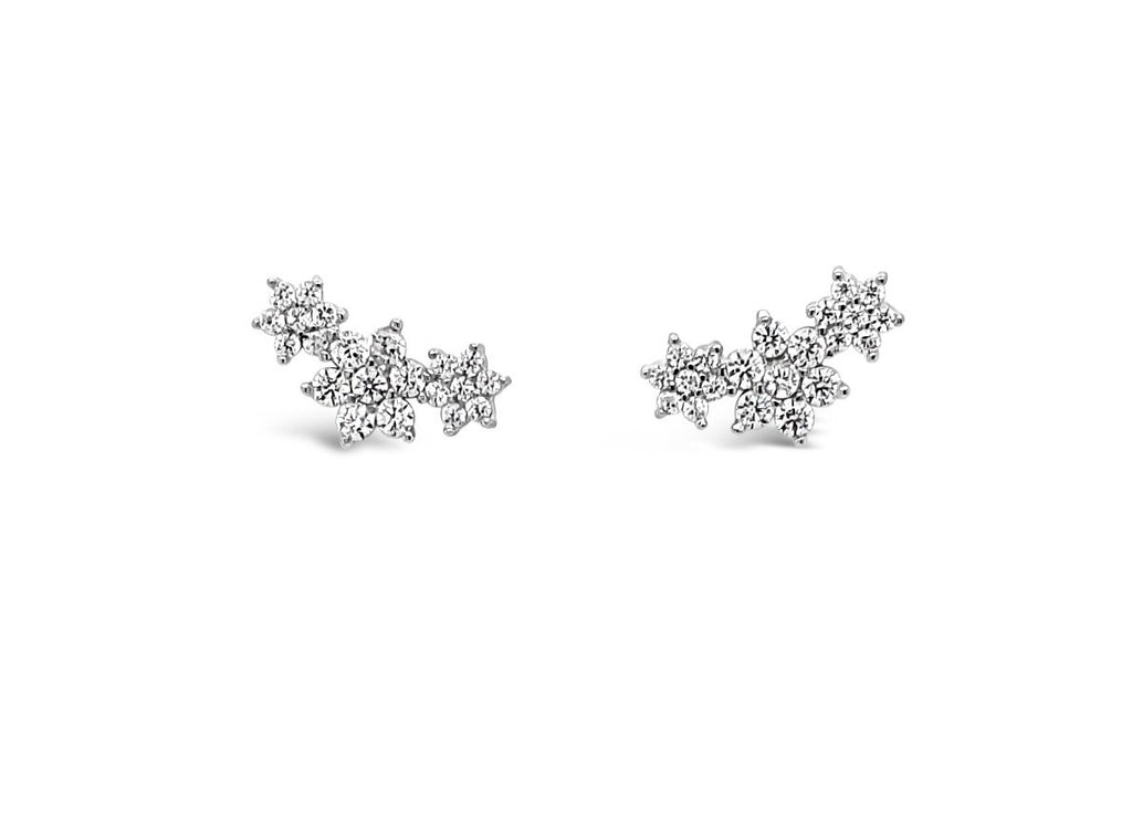 ABSOLUTE STERLING SILVER TRIPLE STAR CRYSTAL EARRING SE181SL