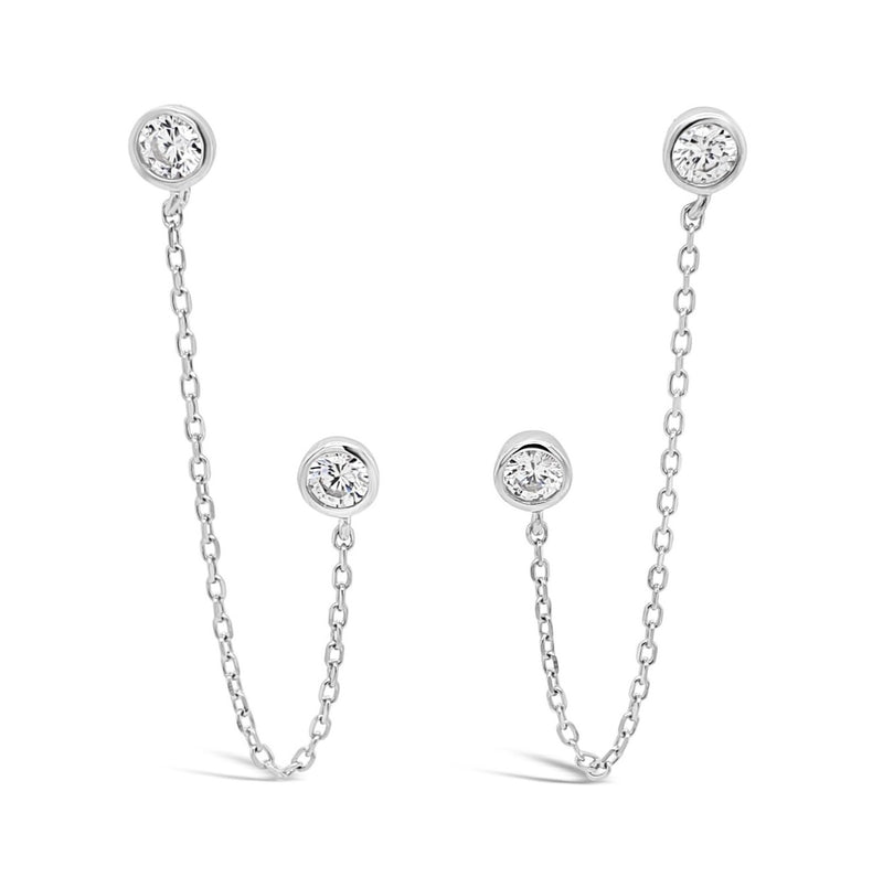 ABSOLUTE STERLING SILVER DOUBLE PIERCING CIRCLE STUD EAR CLIMBER SE186SL