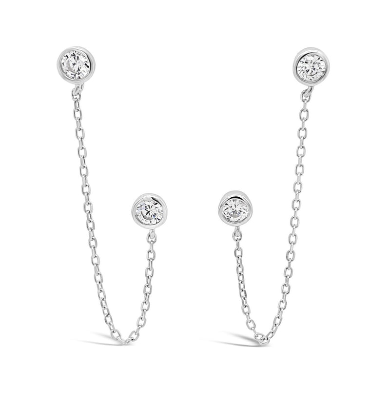 ABSOLUTE STERLING SILVER DOUBLE PIERCING CIRCLE STUD EAR CLIMBER SE186SL
