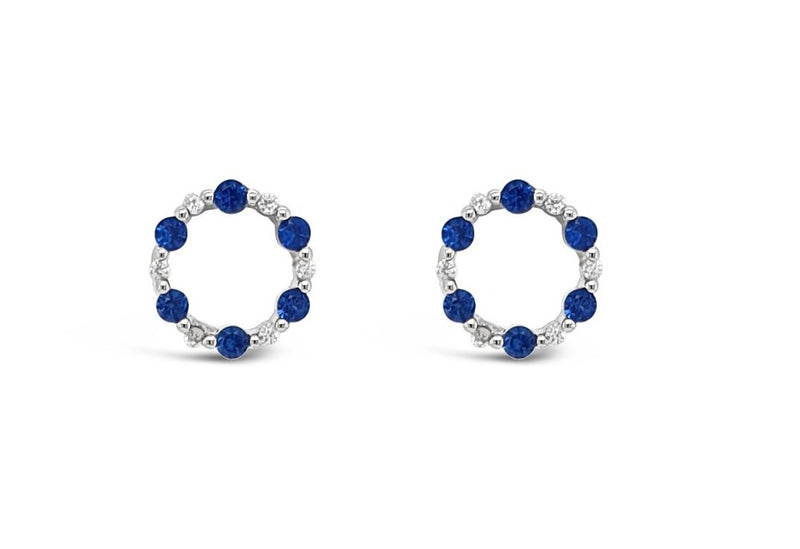 ABSOLUTE STERLING SILVER ROUND CLEAR & BLUE CRYSTAL EARRINGS SE196MB