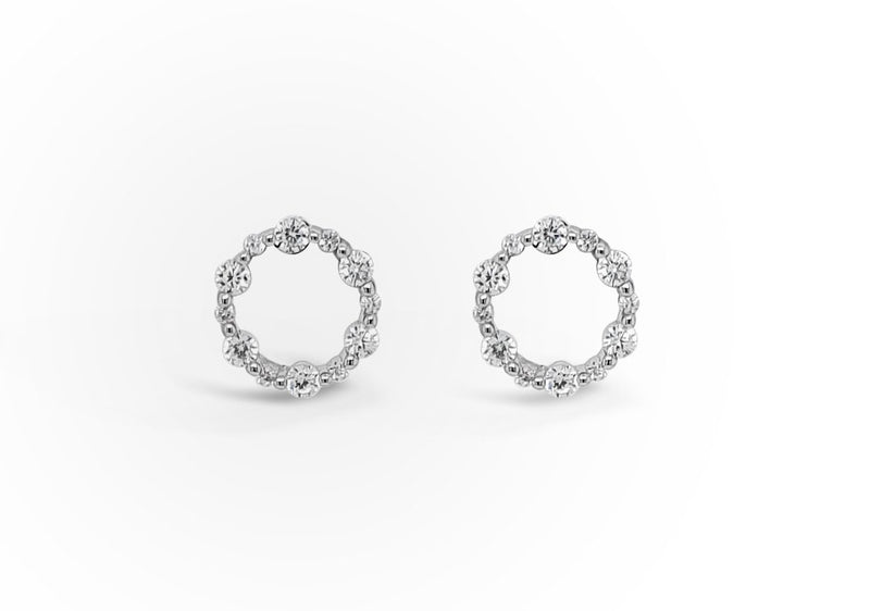 ABSOLUTE STERLING SILVER ROUND CLEAR CRYSTAL EARRINGS SE196SL