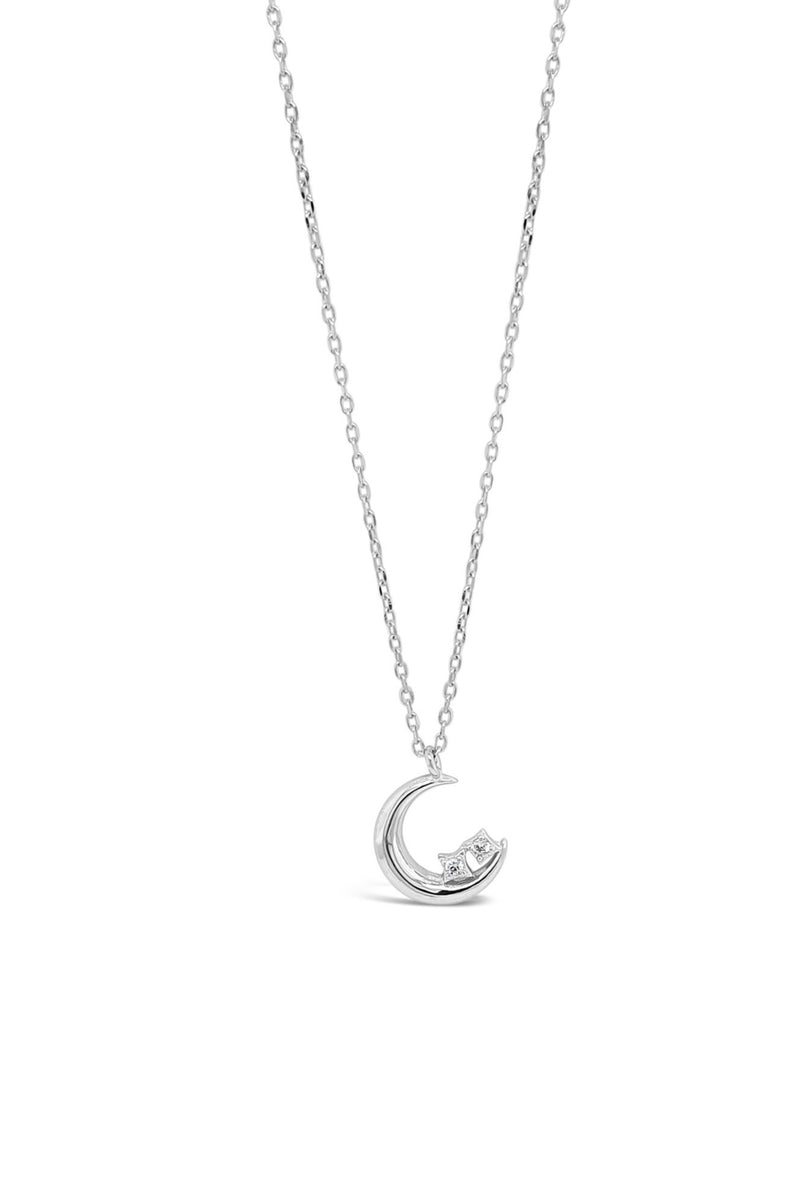 ABSOLUTE STERLING SILVER MOON WITH CRYSTAL PENDANT  SP175SL