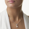 NEWBRIDGE SILVER PEARL DROP PENDANT WITH CLEAR STONE VINTAGE GRACE KELLY