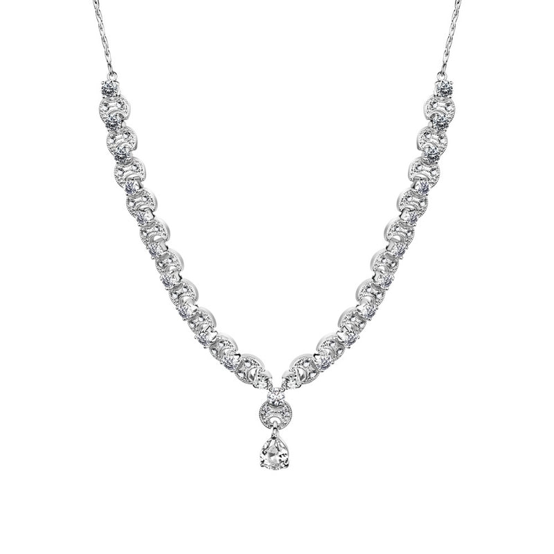 NEWBRIDGE SILVER VINTAGE CLEAR STONE NECKLACE VNL194