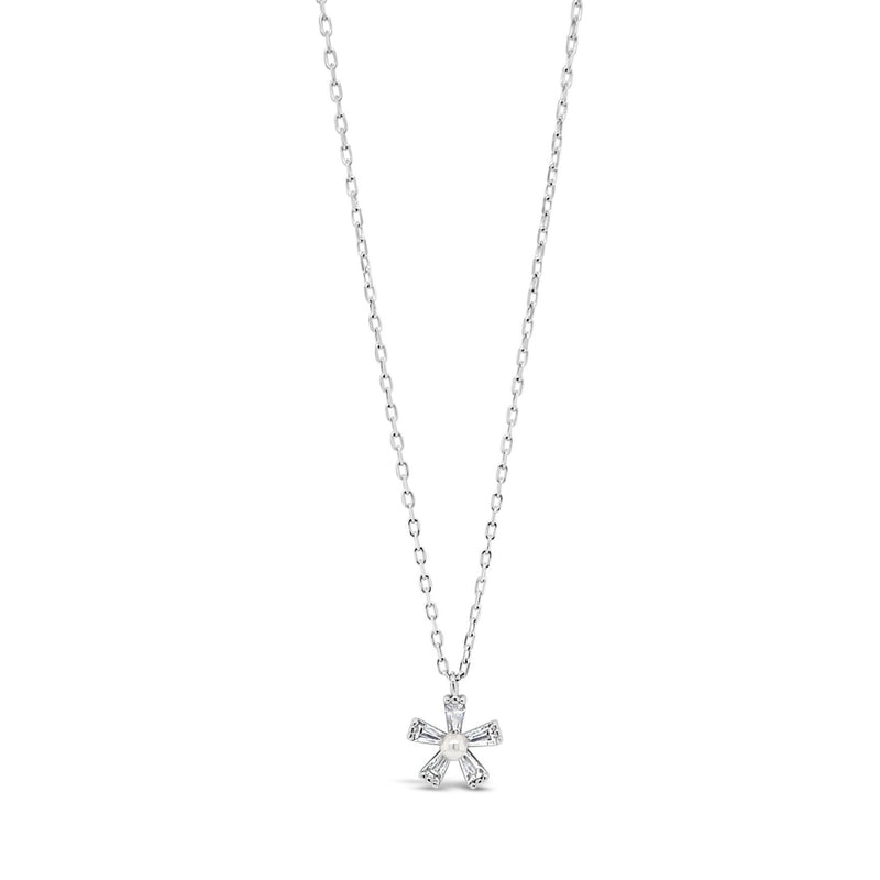 ABSOLUTE KIDS SILVER FLOWER CRYSTAL WITH PEARL PENDANT CONFIRMATION COMMUNION