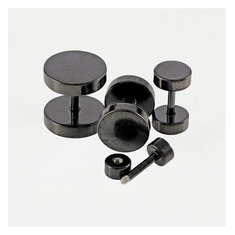 BLACK FAKE PLUGS PVD 316L SURGICAL STEEL