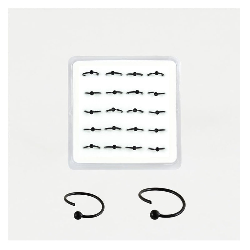 BLACK PLATED STERLING SILVER BALL NOSE RINGS