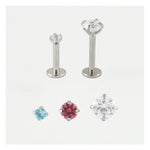 STEEL CLAW-SET ASSORTED CRYSTAL LABRET/EARBAR