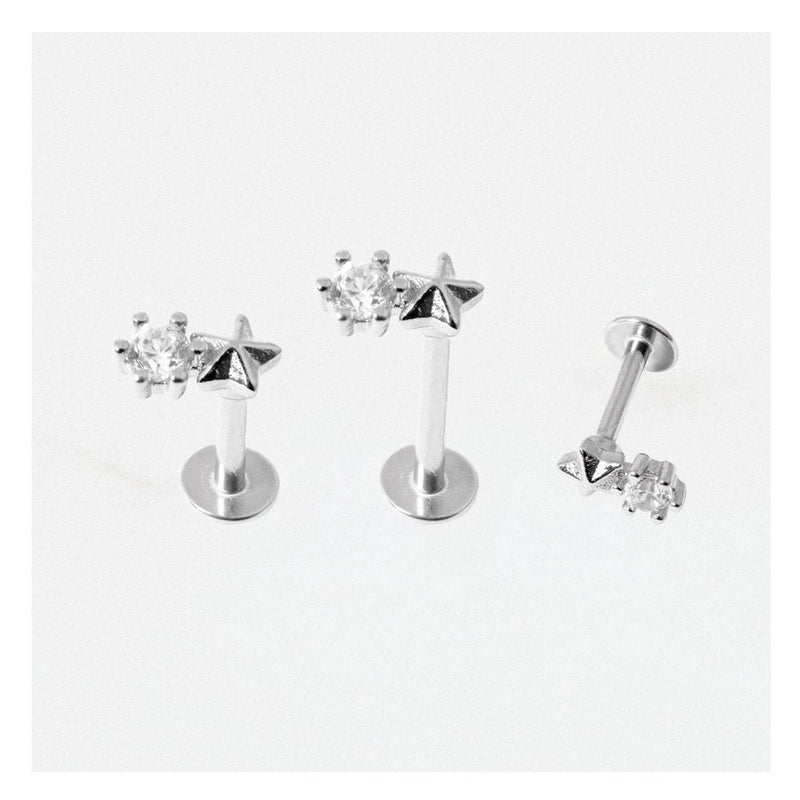 STAR & ROUND GEM LABRET/EARBAR