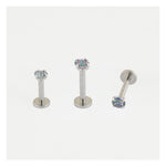 STEEL CLAWSET RAINBOW ZIRCON LABRET/EARBAR