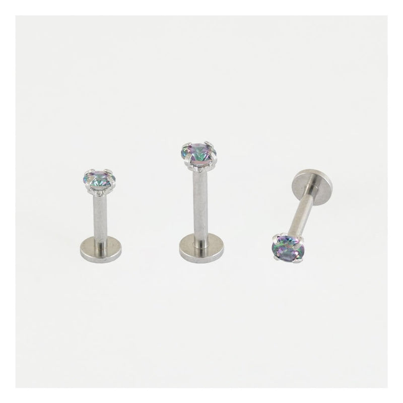STEEL CLAWSET RAINBOW ZIRCON LABRET/EARBAR